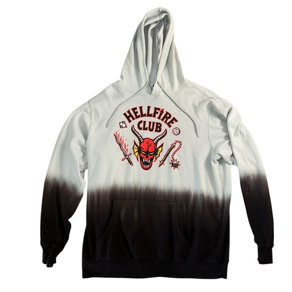 Netflix Stranger Things Hellfire Club Black Gray Ombré Pullover Hoodie Size XL - Picture 6 of 13